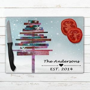 Personalized Holiday Glass Cutting Boards